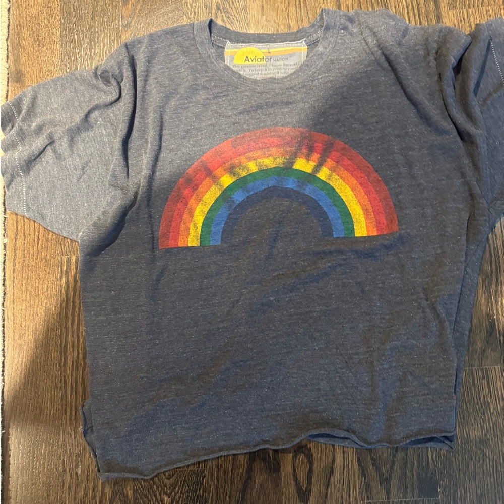 Aviator nation large rainbow boxy tee worn once